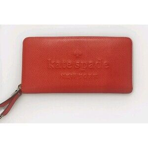 Kate Spade Neda Wallet Watermelon Zip Around Multi-Compartment Brass Zipper 4x8